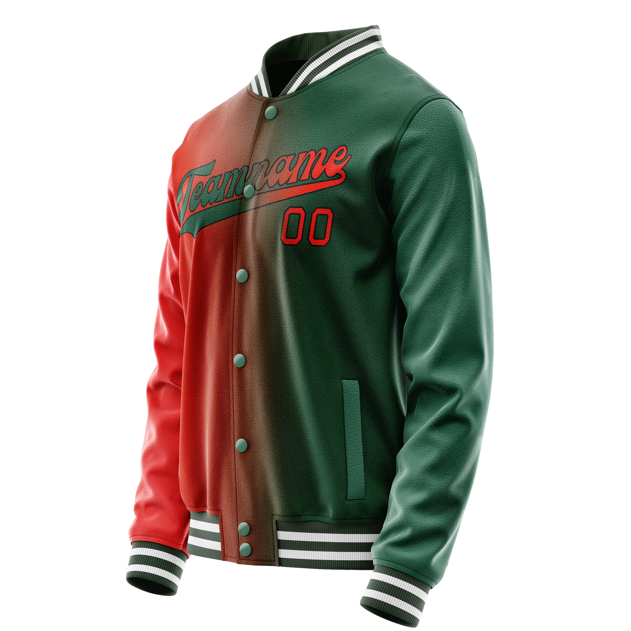 Personalized Green & Orange Gradient Varsity Letterman Jacket