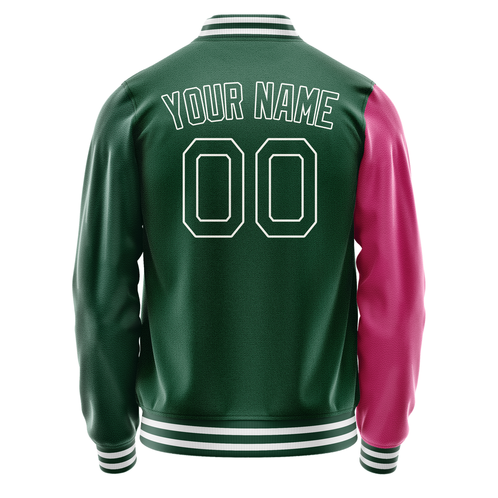 Personalized Green & Pink Split Varsity Letterman Jacket