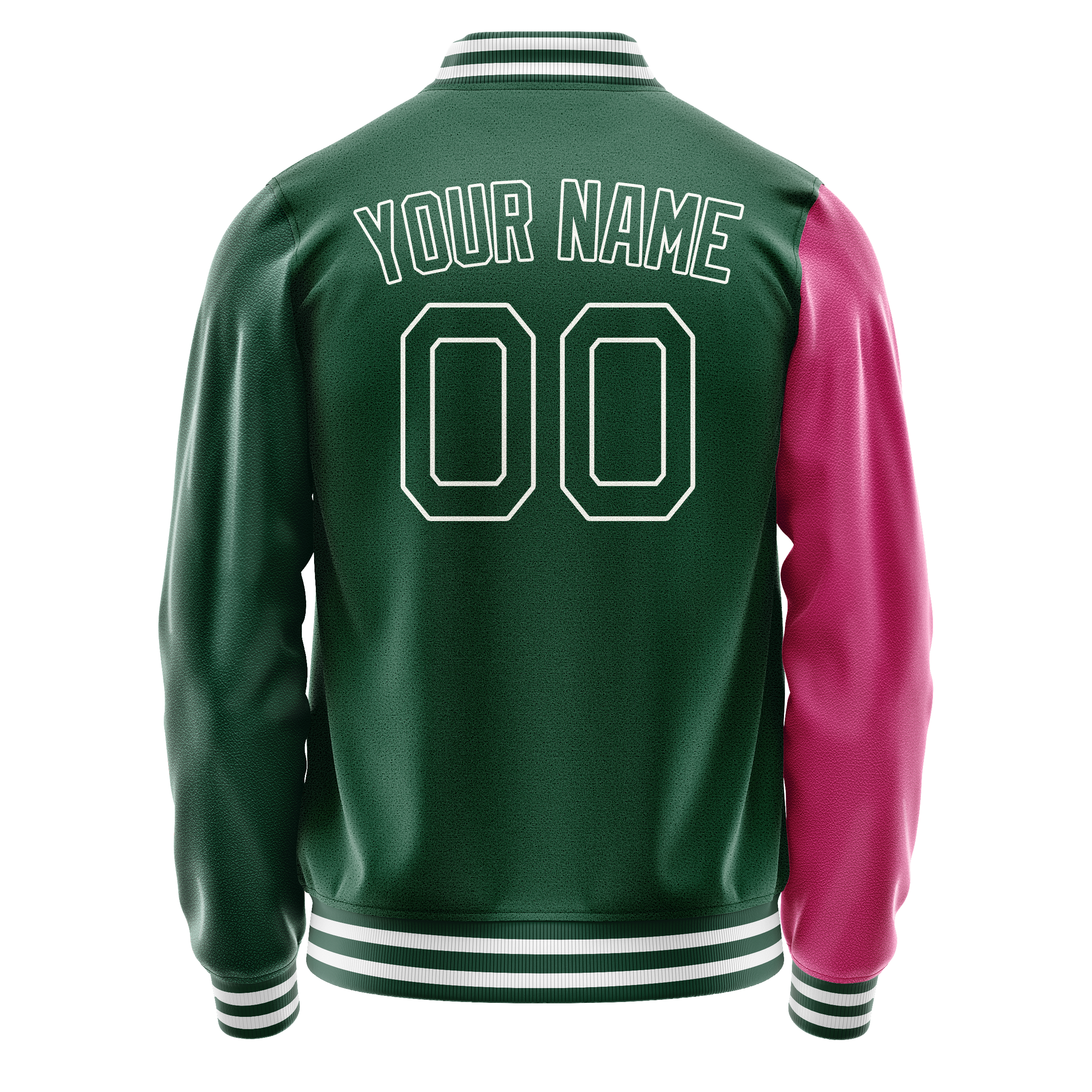 Personalized Green & Pink Split Varsity Letterman Jacket