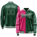 Personalized Green & Pink Split Varsity Letterman Jacket