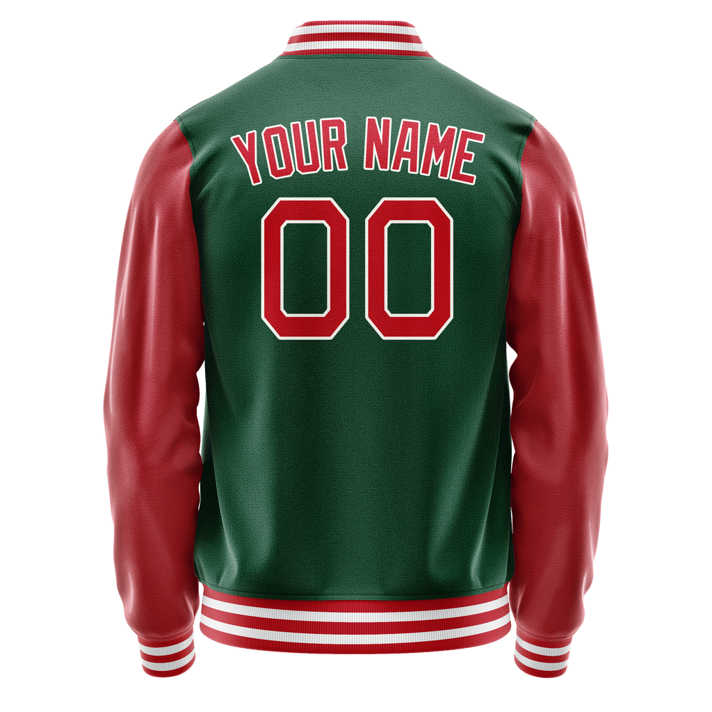 Personalized Green & Texas-Orange Solid Color Varsity Letterman Jacket