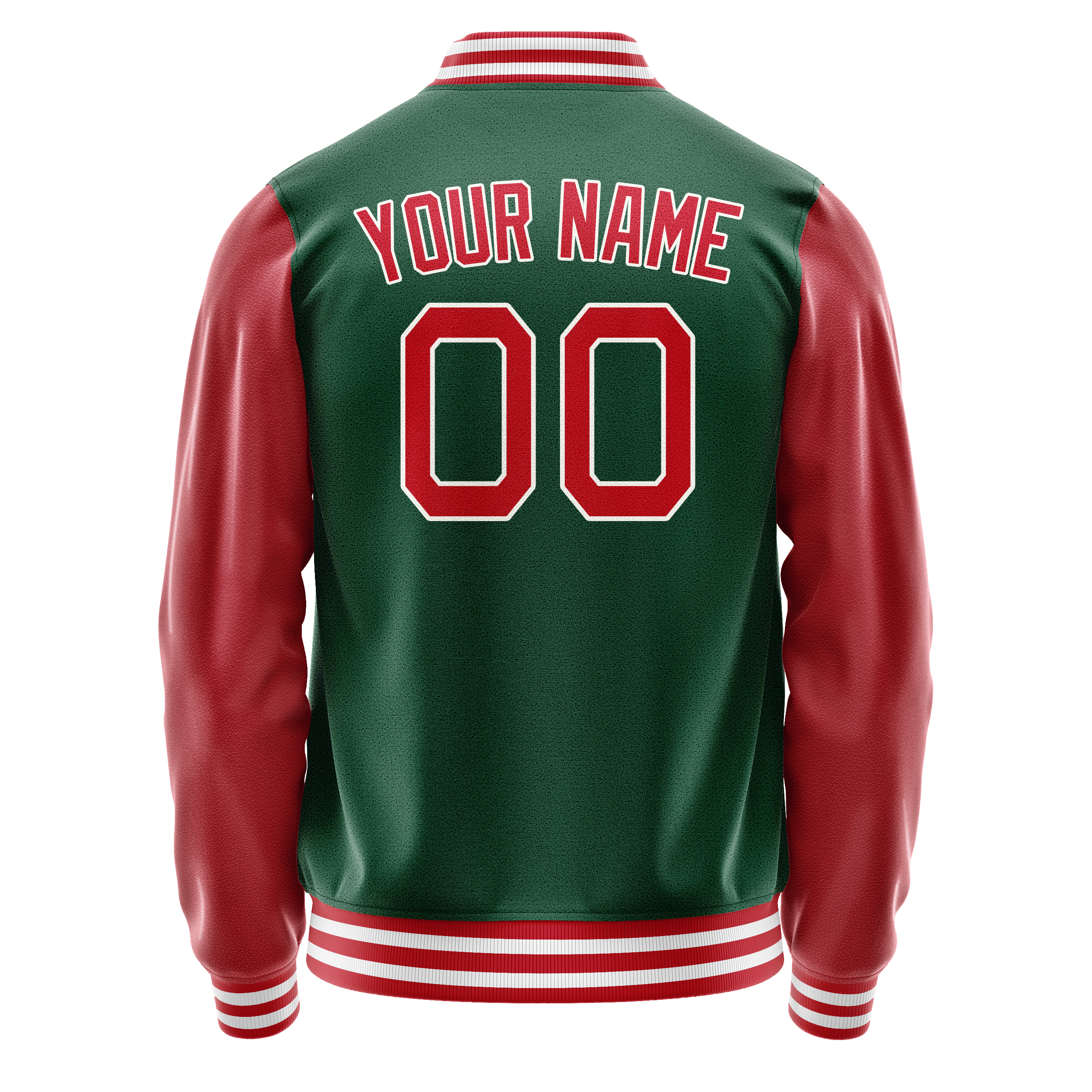Personalized Green & Texas-Orange Solid Color Varsity Letterman Jacket