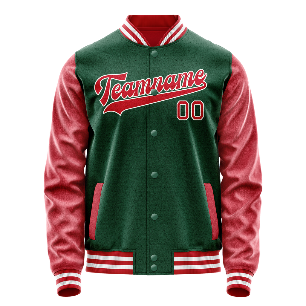 Personalized Green & Texas-Orange Solid Color Varsity Letterman Jacket