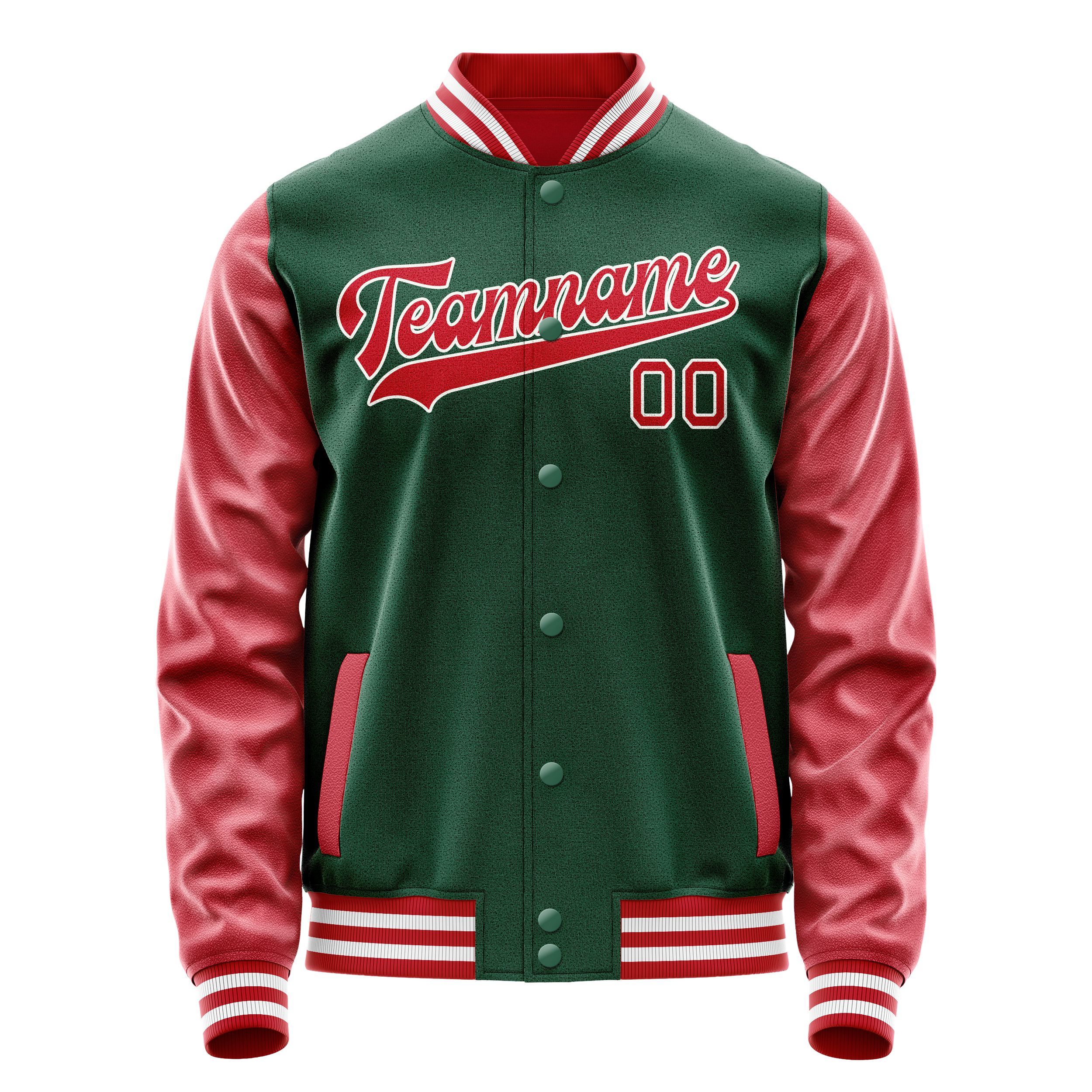 Personalized Green & Texas-Orange Solid Color Varsity Letterman Jacket