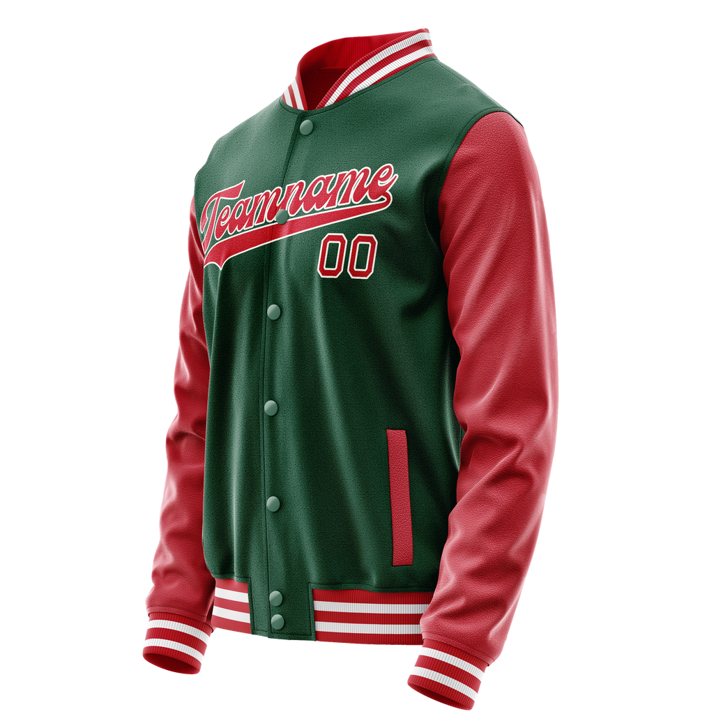 Personalized Green & Texas-Orange Solid Color Varsity Letterman Jacket