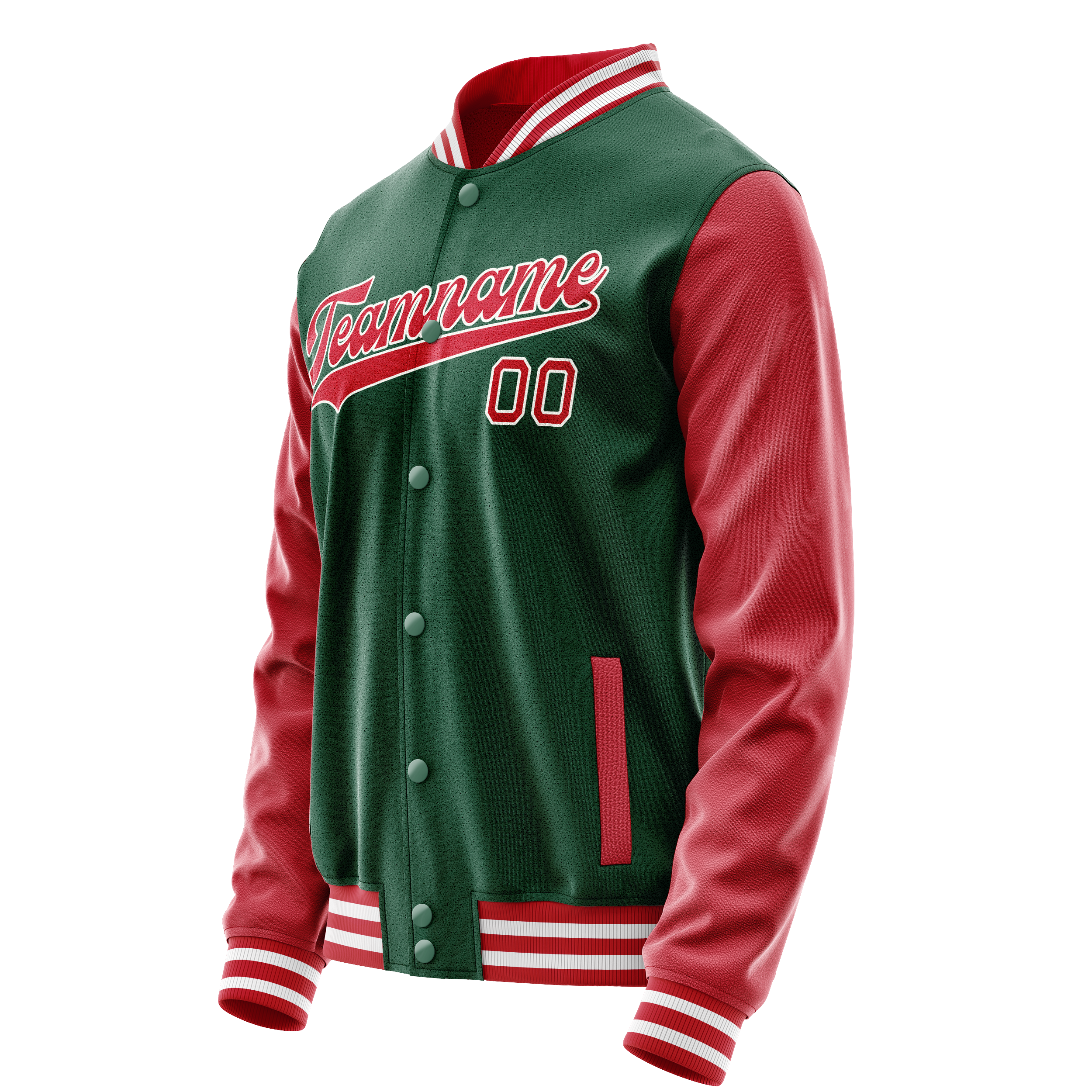 Personalized Green & Texas-Orange Solid Color Varsity Letterman Jacket