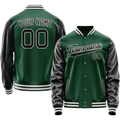 Personalized Green & Black Solid Color Varsity Letterman Jacket