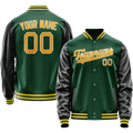 Personalized Green & Gold Solid Color Varsity Letterman Jacket