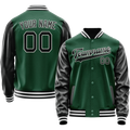 Personalized Green & Black Solid Color Varsity Letterman Jacket