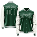 Personalized Green & White Solid Color Varsity Letterman Jacket