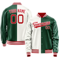 Personalized Green & White Split Varsity Letterman Jacket