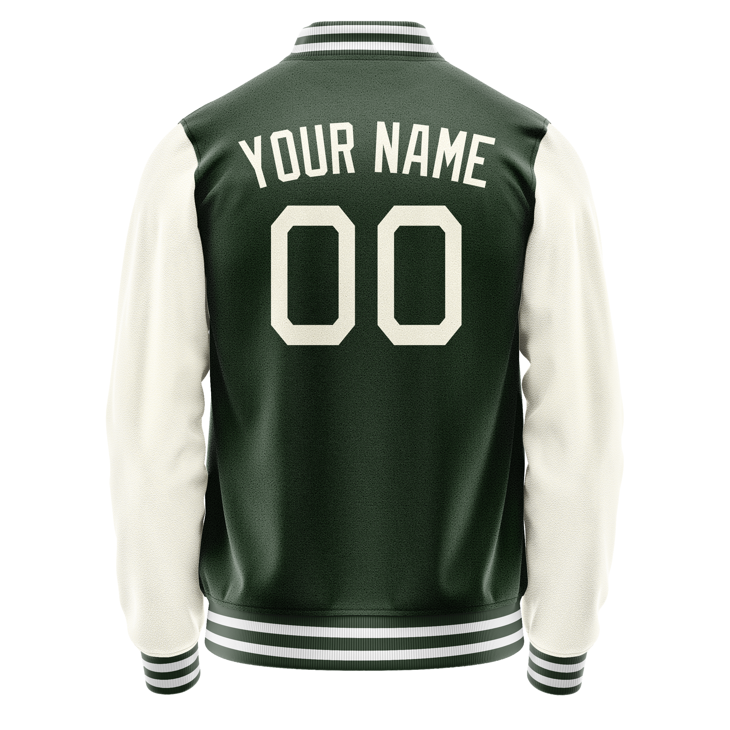 Personalized Green & Cream Solid Color Varsity Letterman Jacket