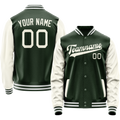 Personalized Green & Cream Solid Color Varsity Letterman Jacket