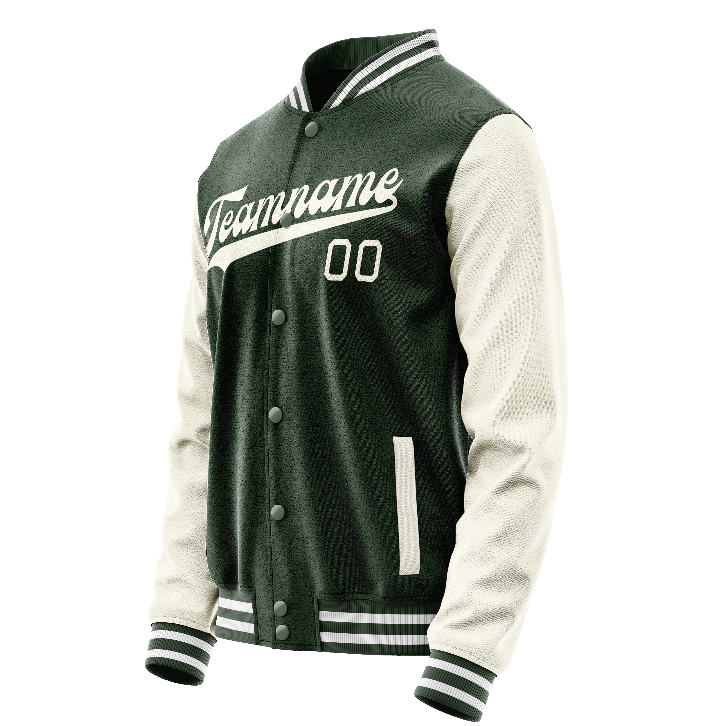 Personalized Green & Cream Solid Color Varsity Letterman Jacket