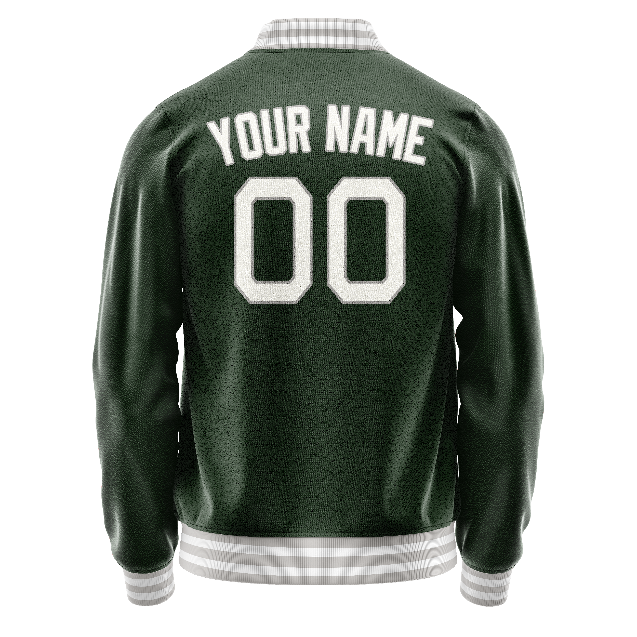 Personalized Green & Gray Solid Color Varsity Letterman Jacket