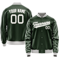 Personalized Green & Gray Solid Color Varsity Letterman Jacket