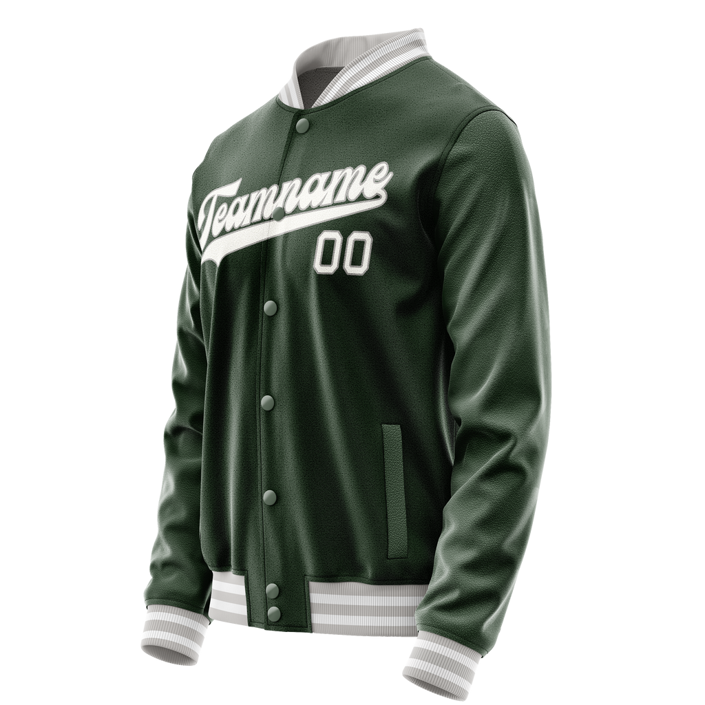 Personalized Green & Gray Solid Color Varsity Letterman Jacket