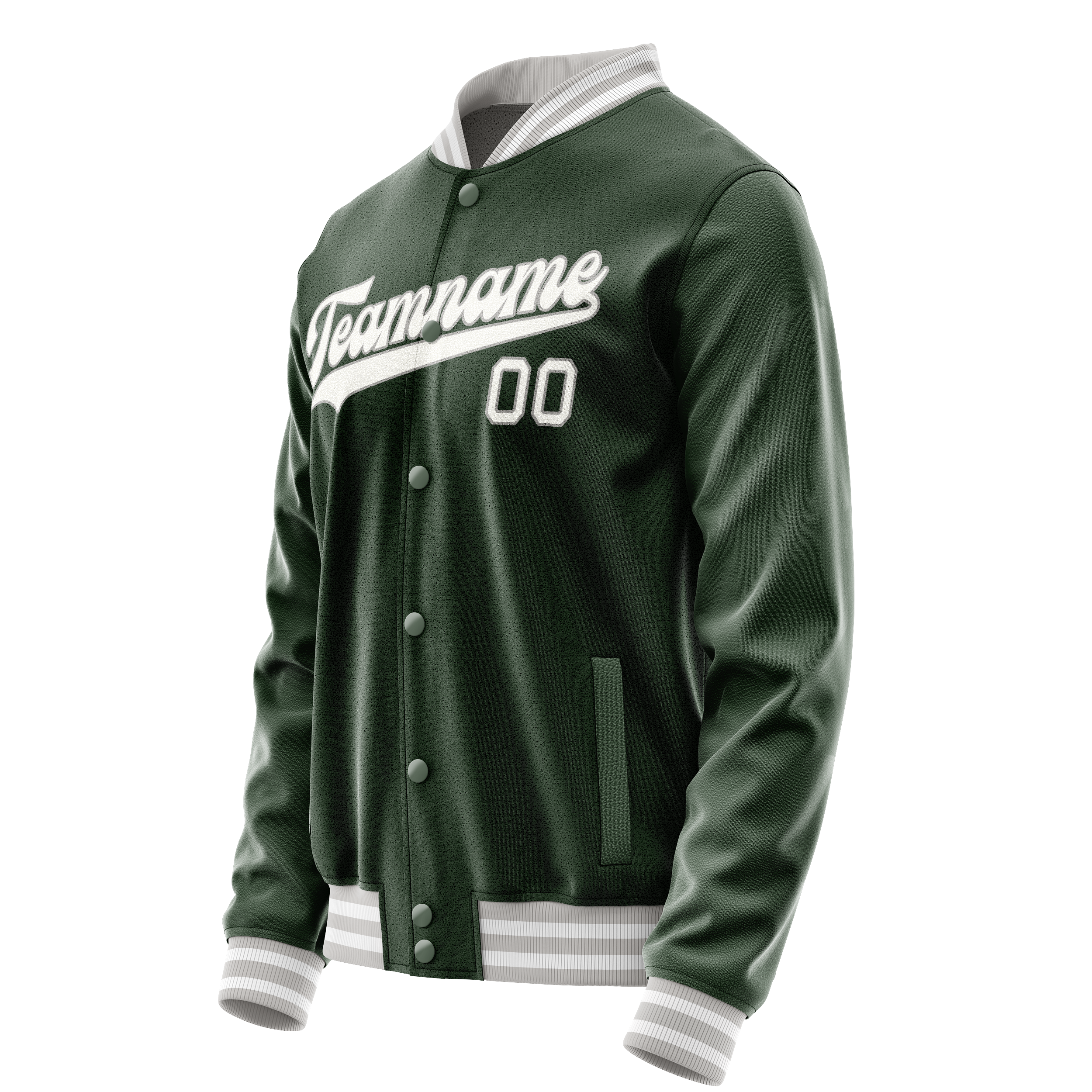 Personalized Green & Gray Solid Color Varsity Letterman Jacket