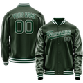 Personalized Green & White Solid Color Varsity Letterman Jacket