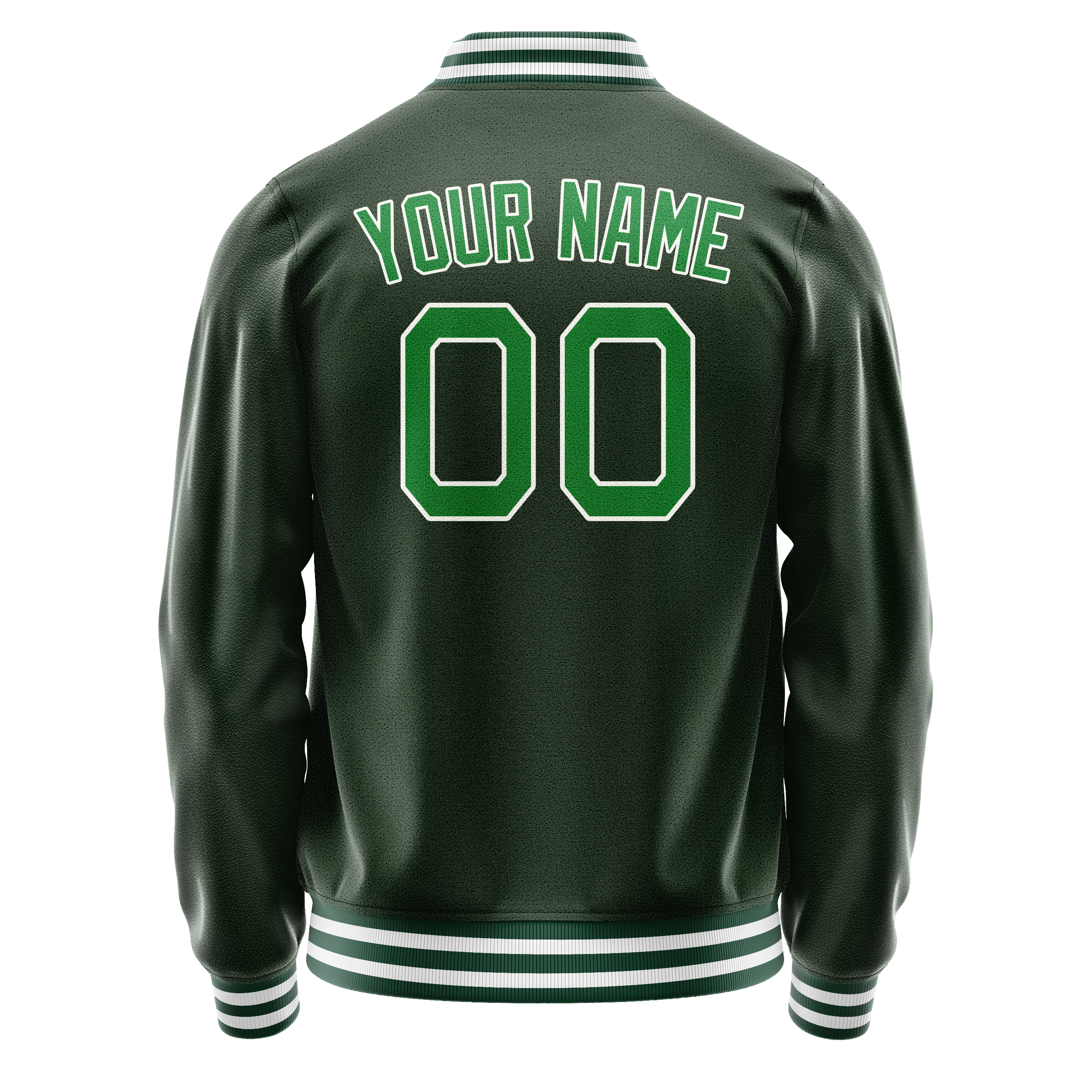 Personalized Green & Green Solid Color Varsity Letterman Jacket