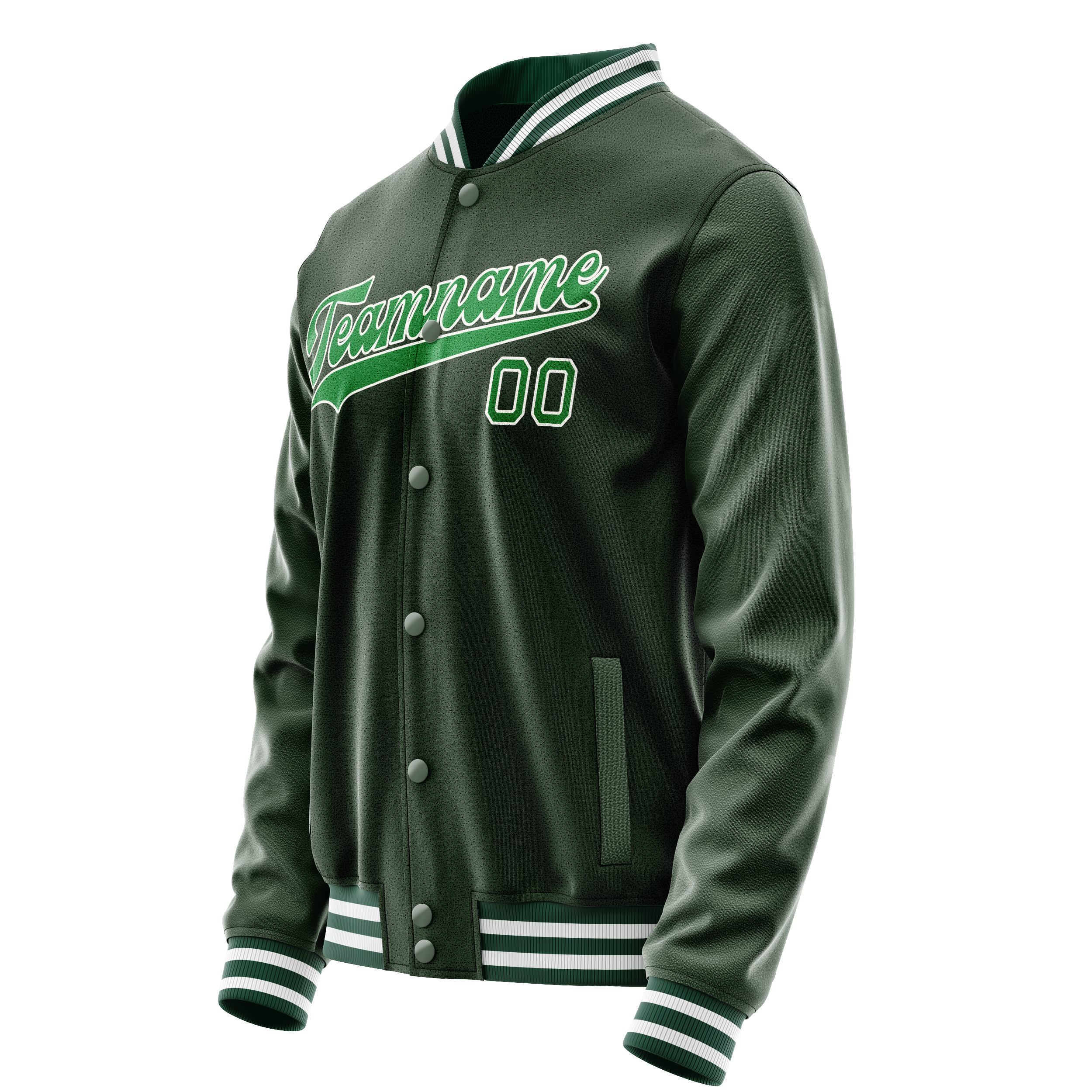 Personalized Green & Green Solid Color Varsity Letterman Jacket