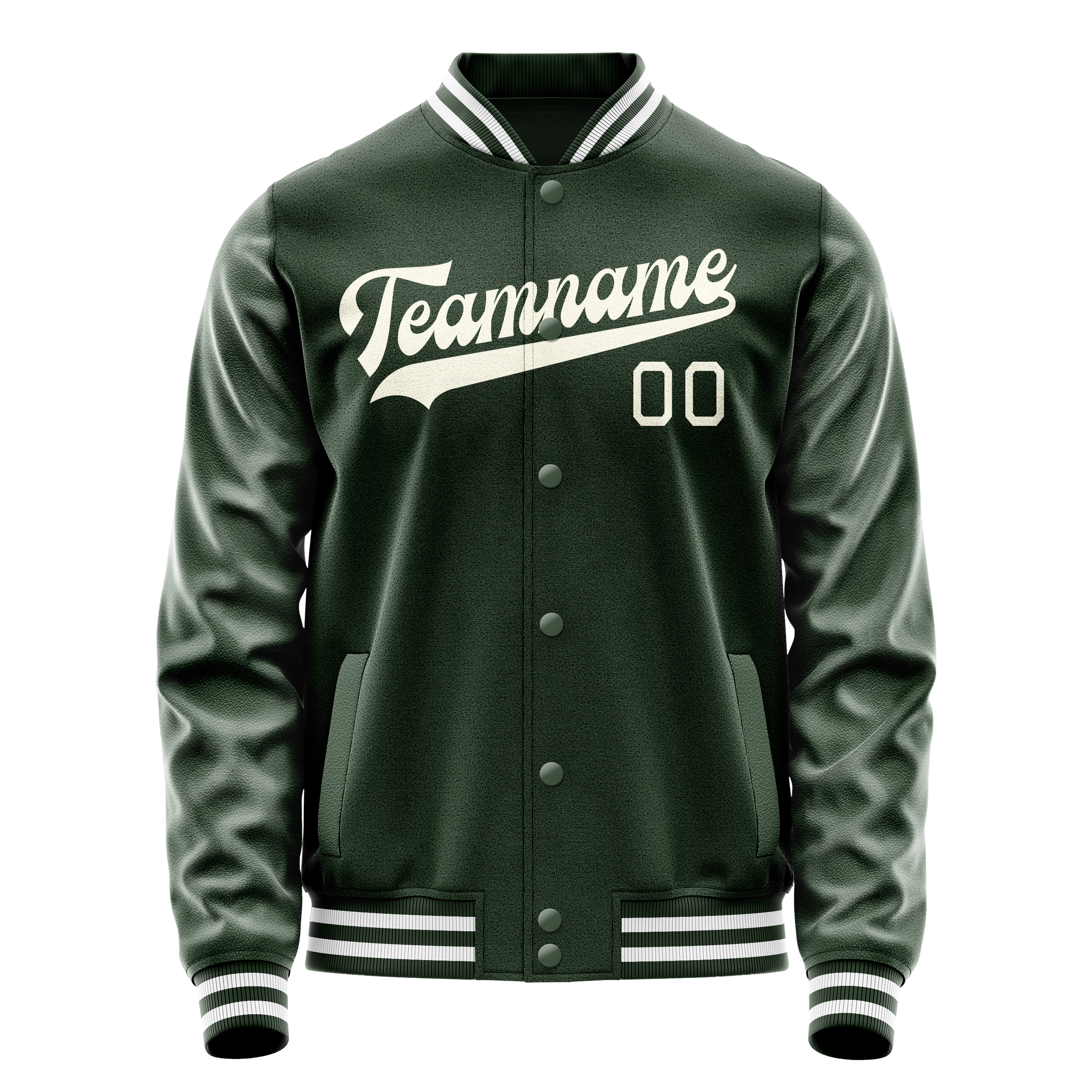 Personalized Green & Cream Solid Color Varsity Letterman Jacket