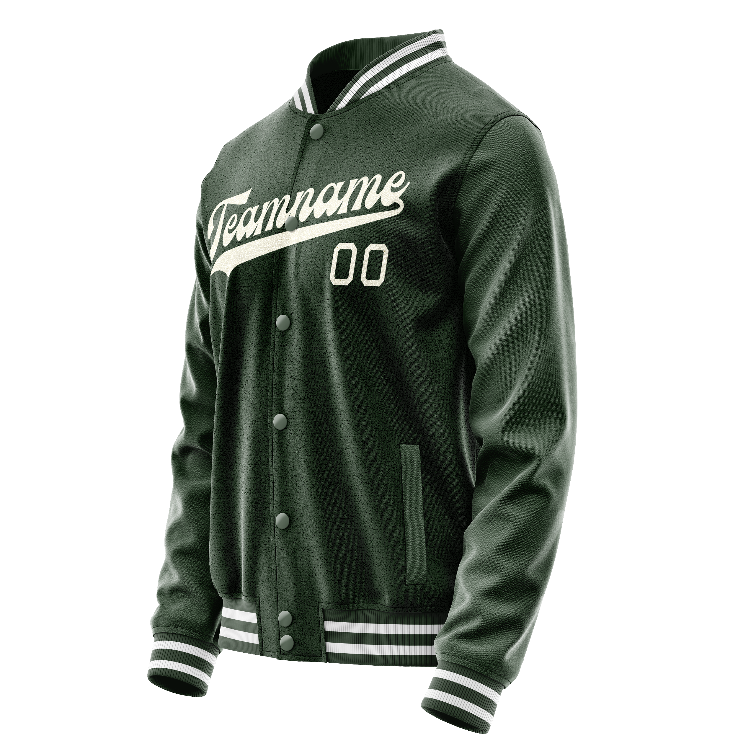 Personalized Green & Cream Solid Color Varsity Letterman Jacket