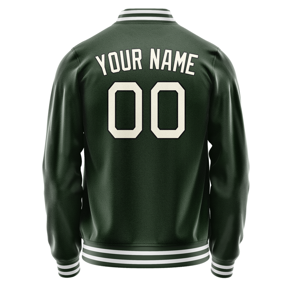 Personalized Green & Cream Solid Color Varsity Letterman Jacket