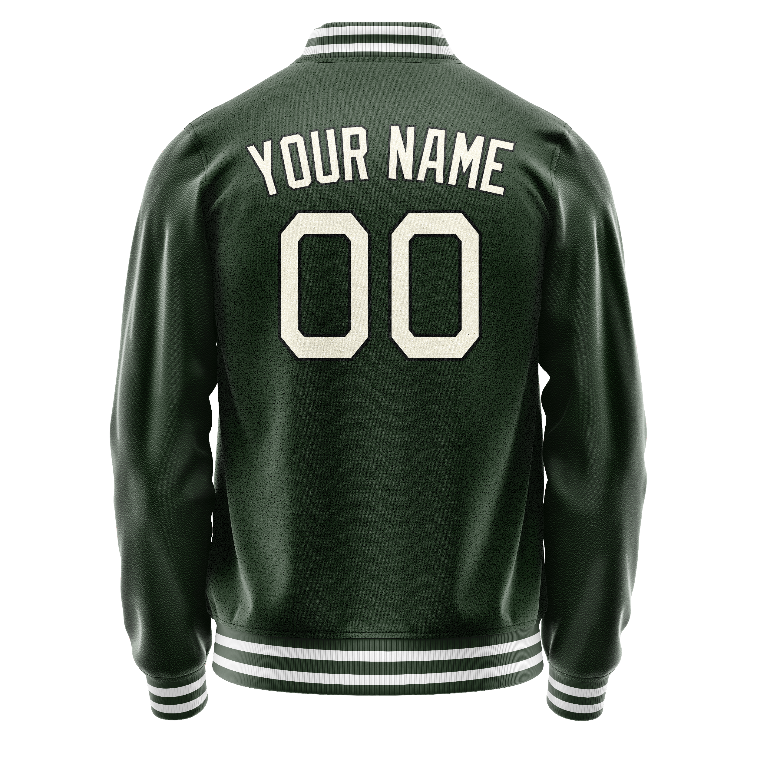 Personalized Green & Cream Solid Color Varsity Letterman Jacket