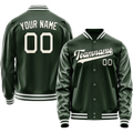 Personalized Green & Cream Solid Color Varsity Letterman Jacket