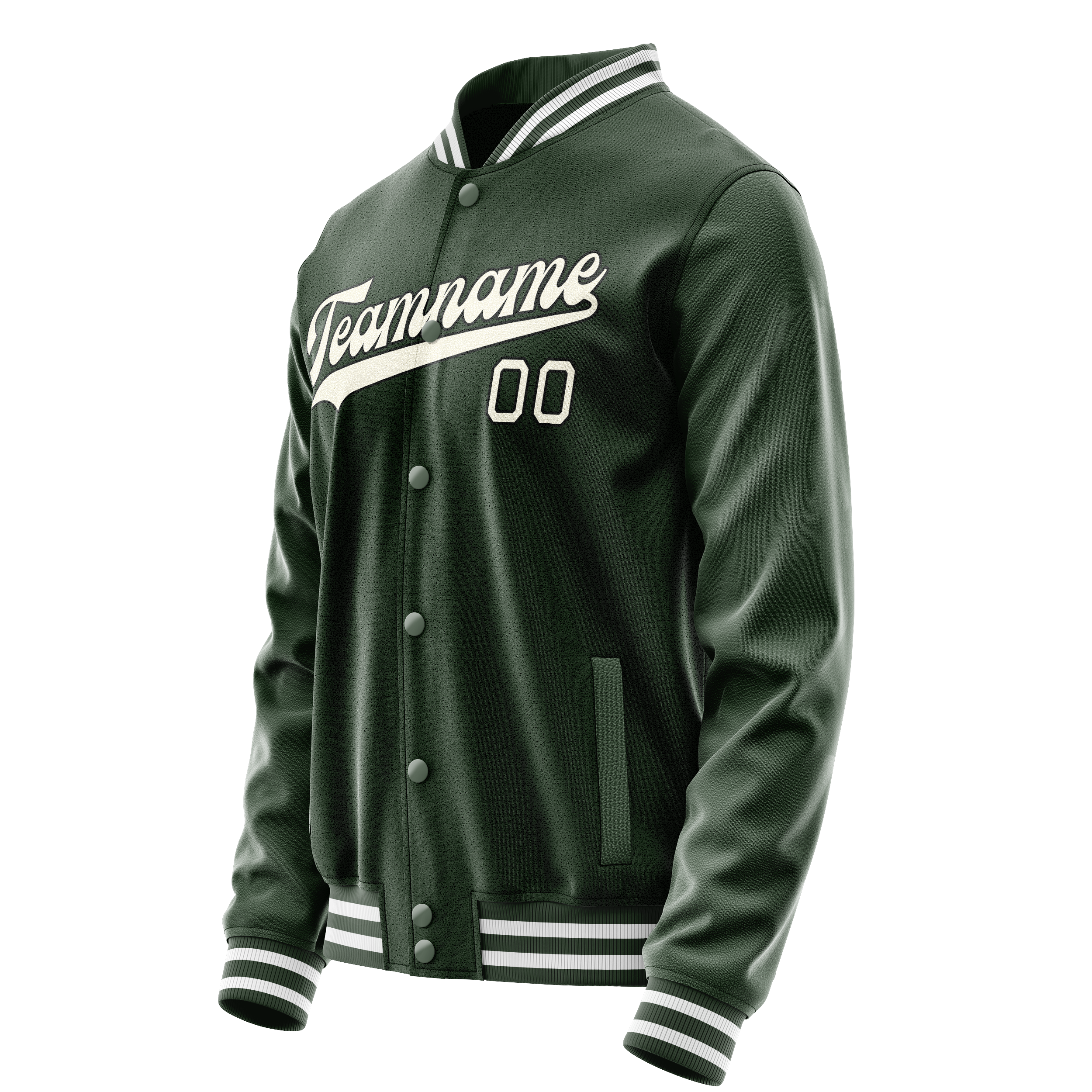 Personalized Green & Cream Solid Color Varsity Letterman Jacket