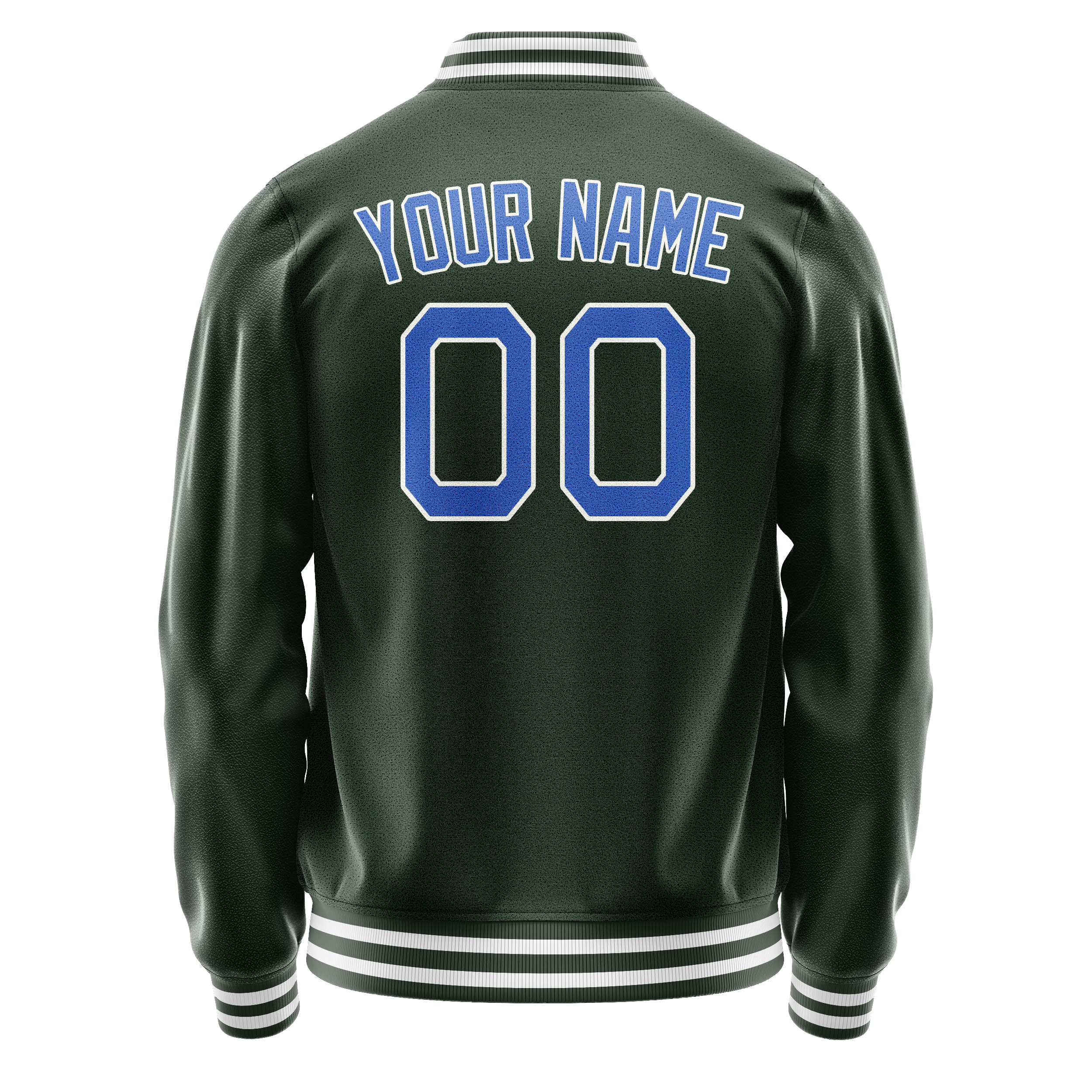 Personalized Green & Light-Blue Solid Color Varsity Letterman Jacket