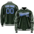 Personalized Green & Light-Blue Solid Color Varsity Letterman Jacket