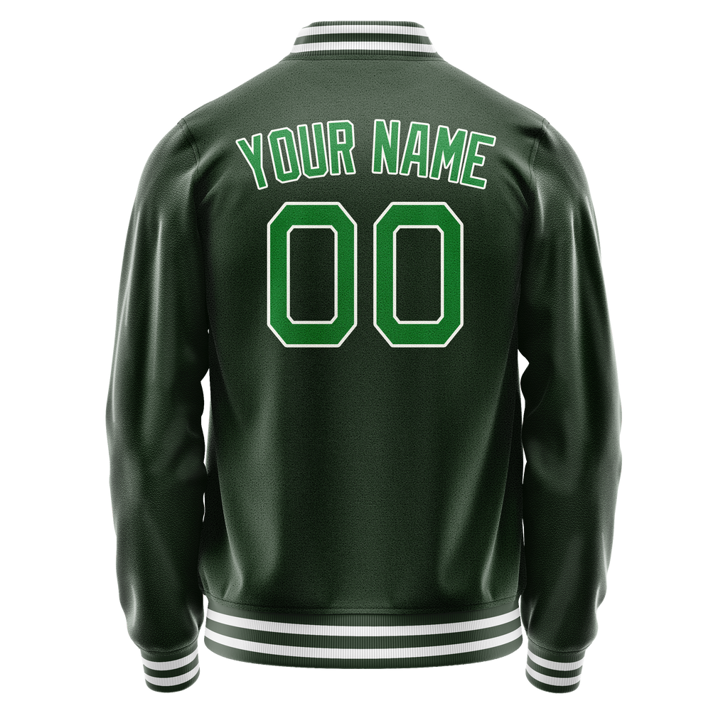 Personalized Green & Neon-Green Solid Color Varsity Letterman Jacket