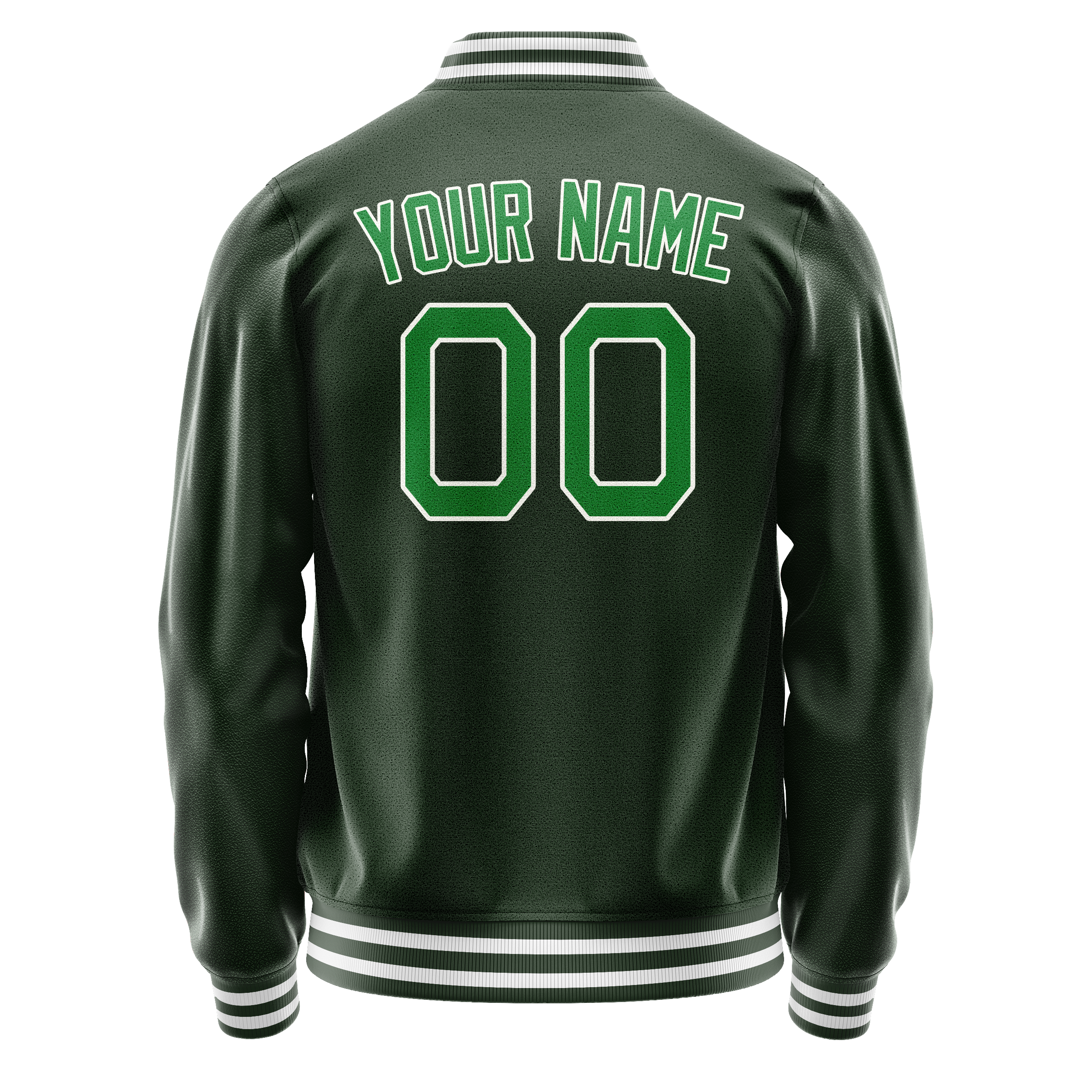 Personalized Green & Neon-Green Solid Color Varsity Letterman Jacket
