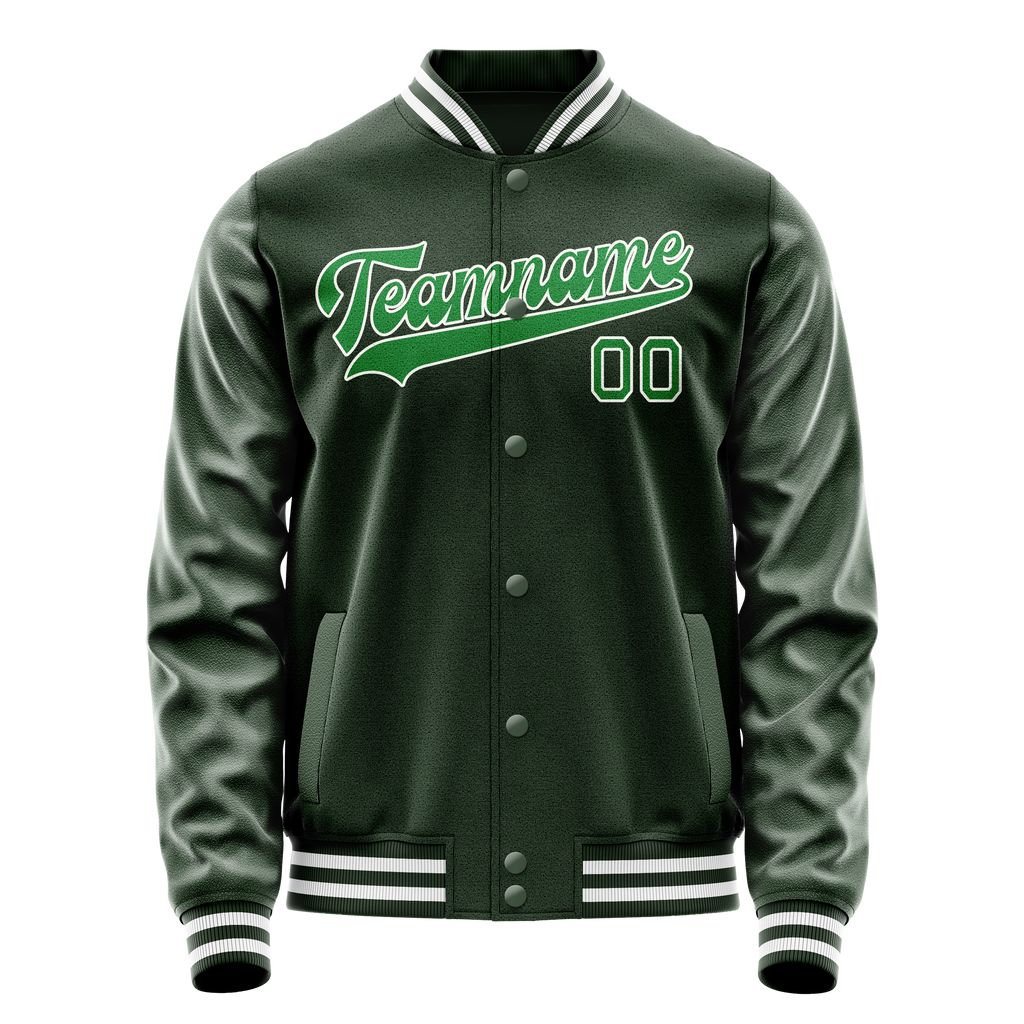 Personalized Green & Neon-Green Solid Color Varsity Letterman Jacket