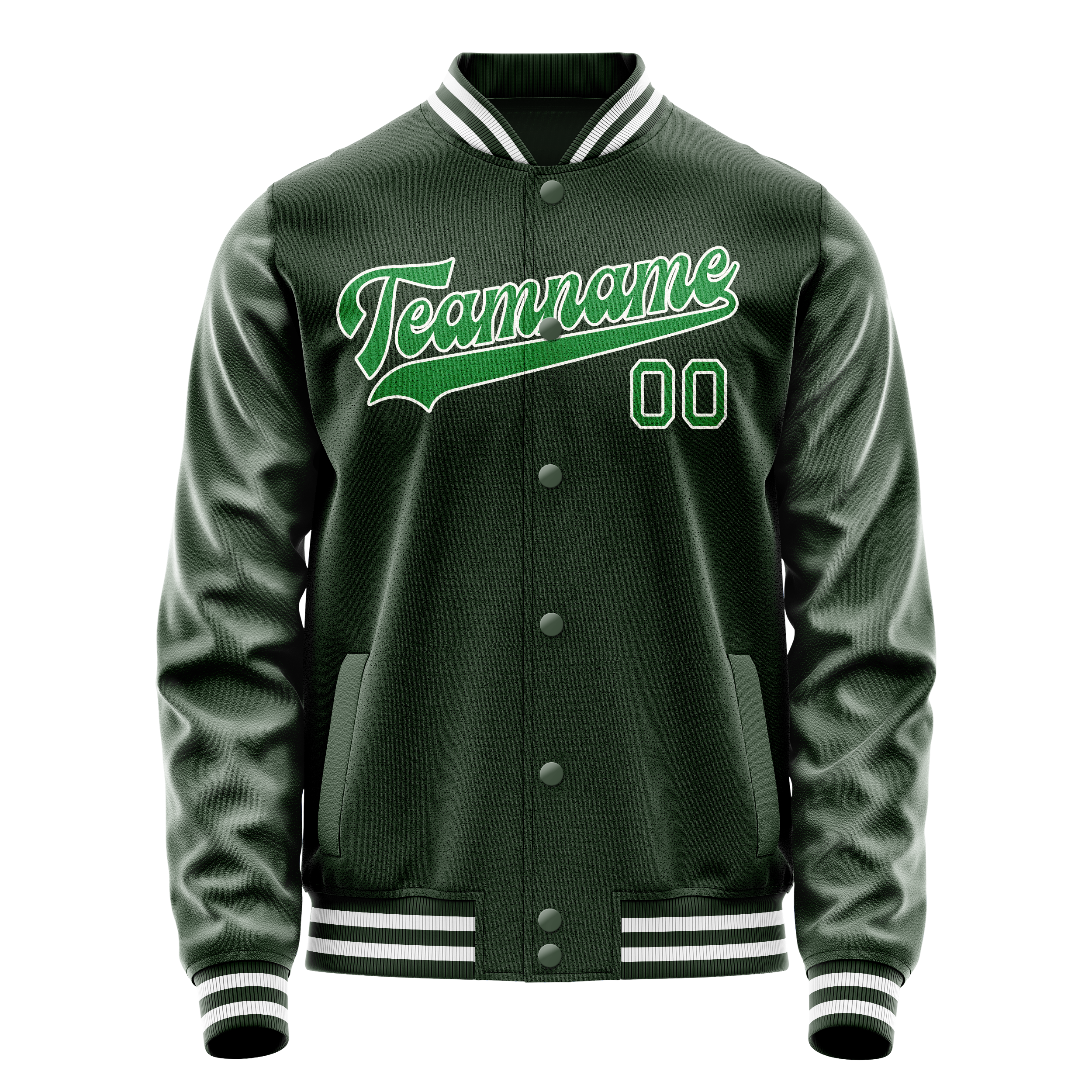Personalized Green & Neon-Green Solid Color Varsity Letterman Jacket