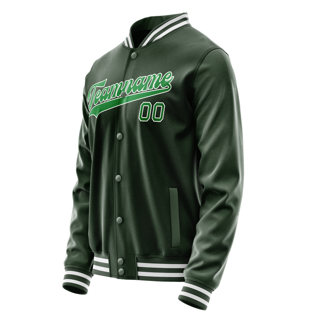 Personalized Green & Neon-Green Solid Color Varsity Letterman Jacket