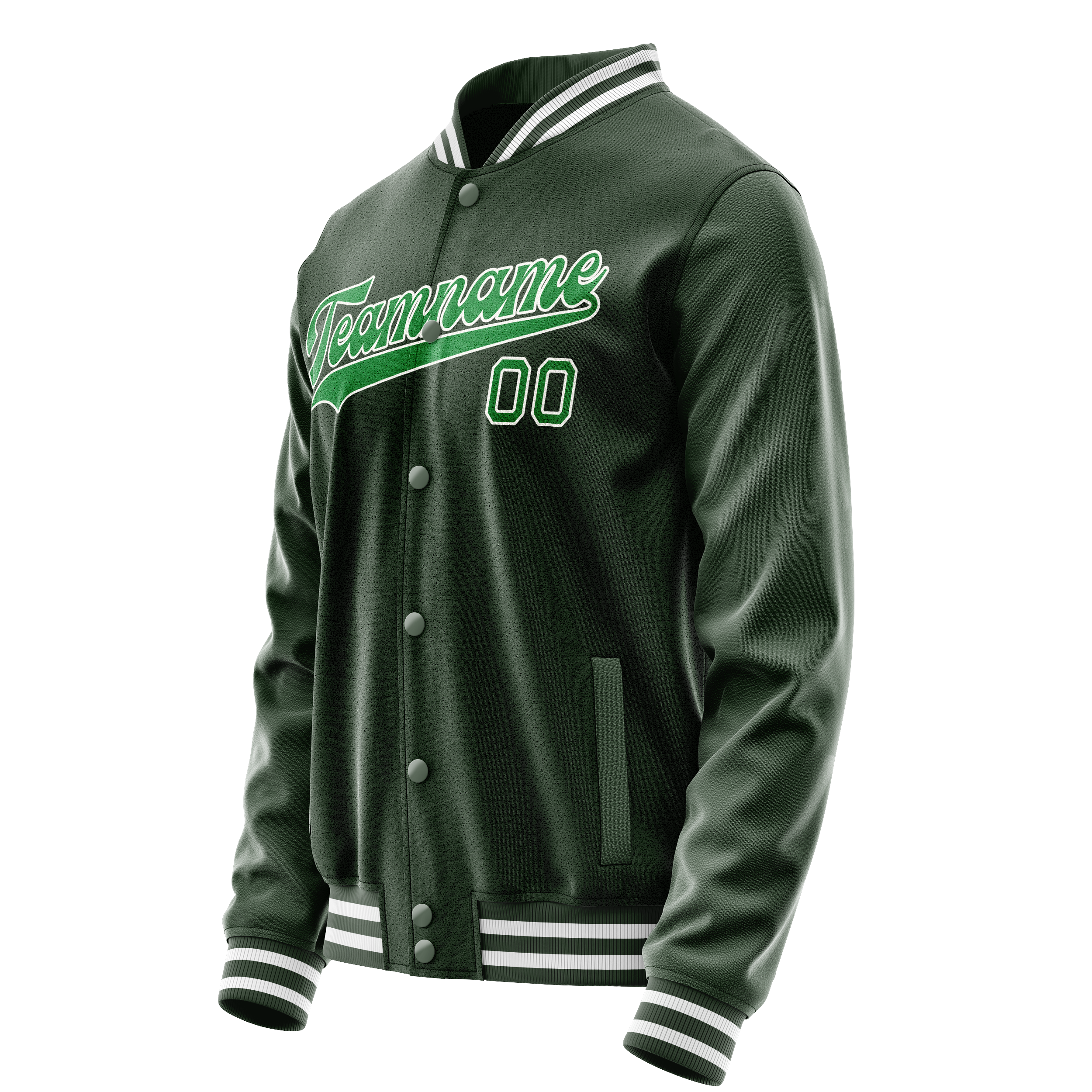 Personalized Green & Neon-Green Solid Color Varsity Letterman Jacket