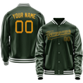 Personalized Green & Gold Solid Color Varsity Letterman Jacket