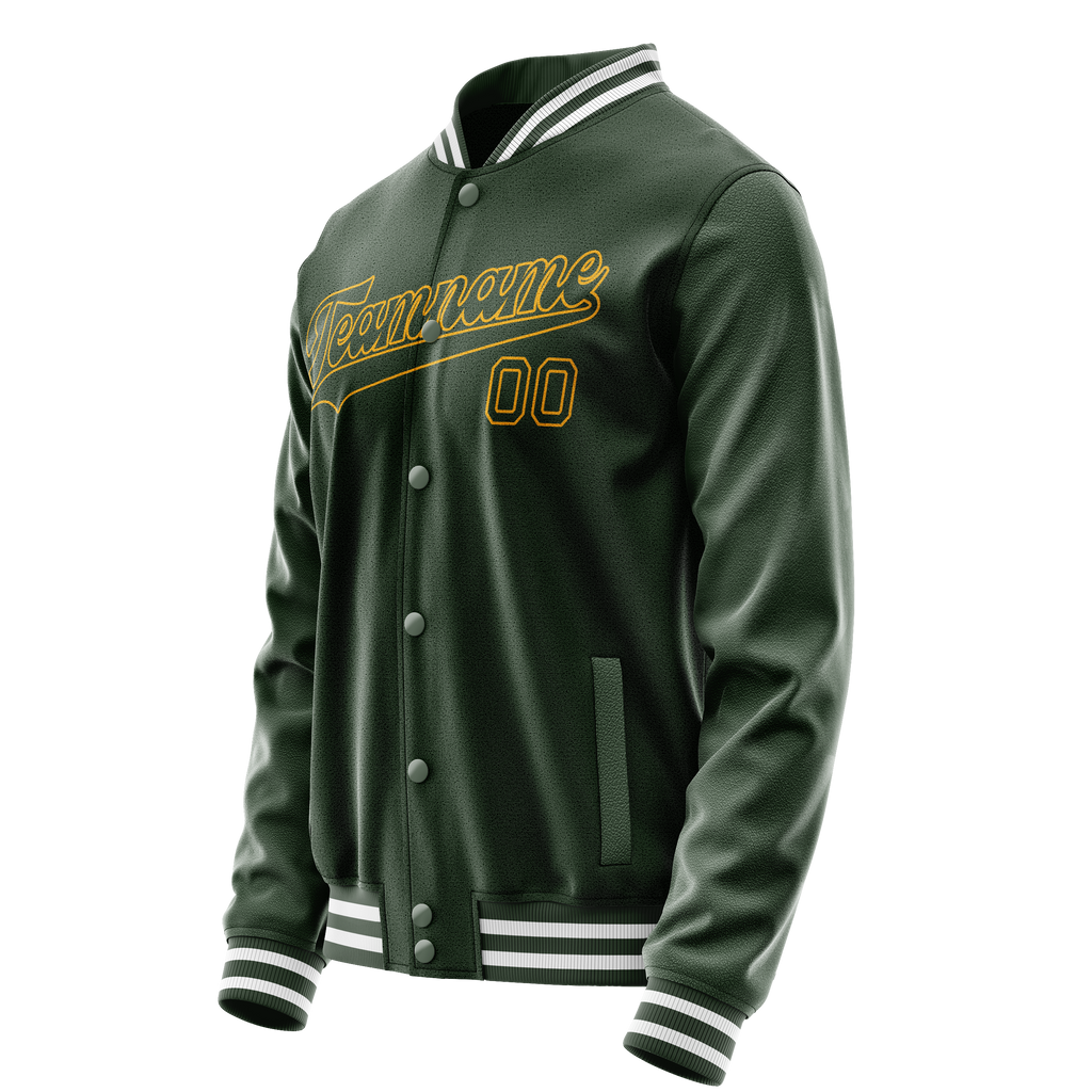 Personalized Green & Gold Solid Color Varsity Letterman Jacket