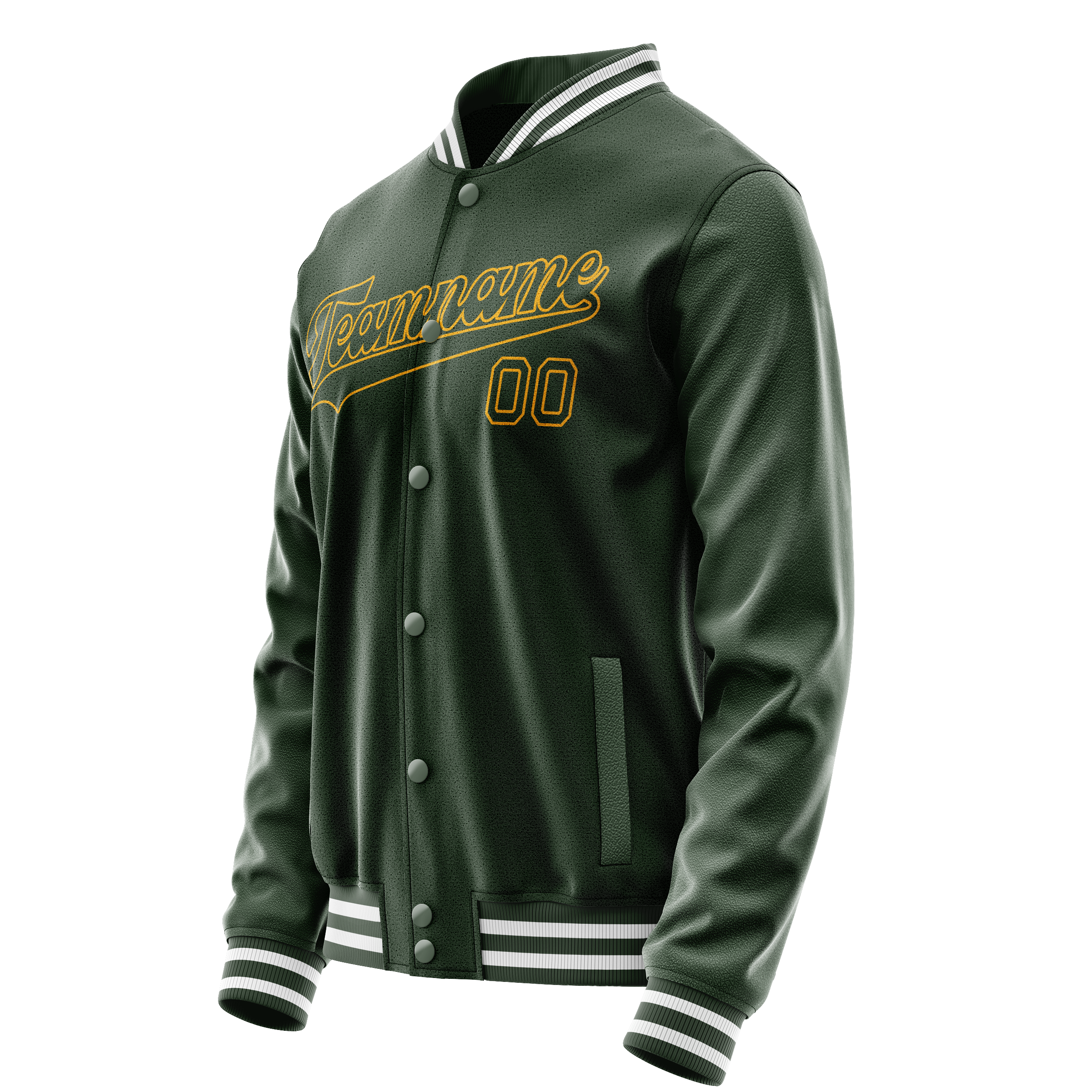 Personalized Green & Gold Solid Color Varsity Letterman Jacket