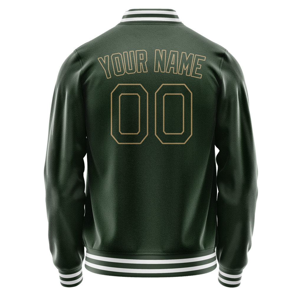 Personalized Green & Cream Solid Color Varsity Letterman Jacket