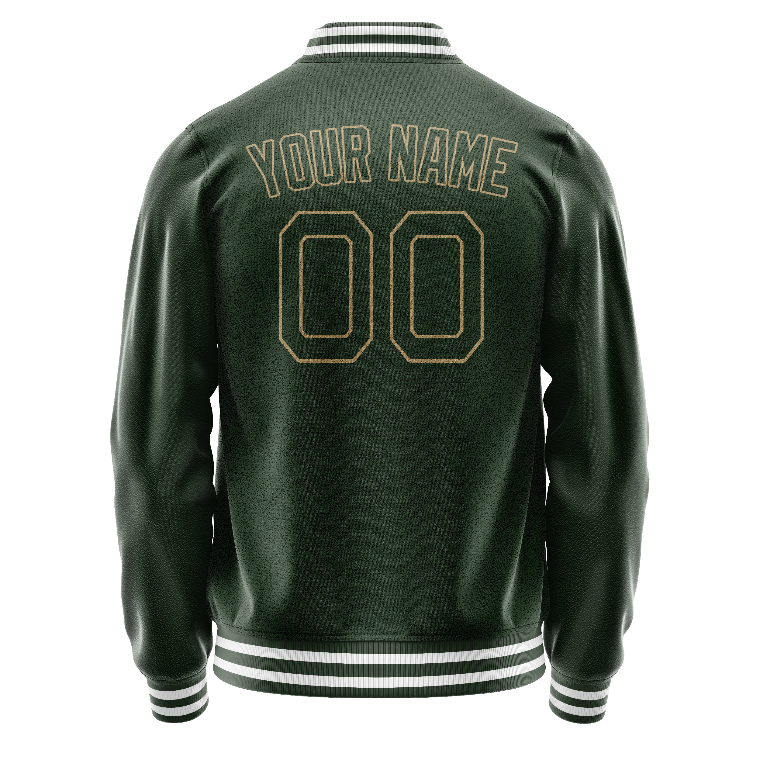 Personalized Green & Cream Solid Color Varsity Letterman Jacket