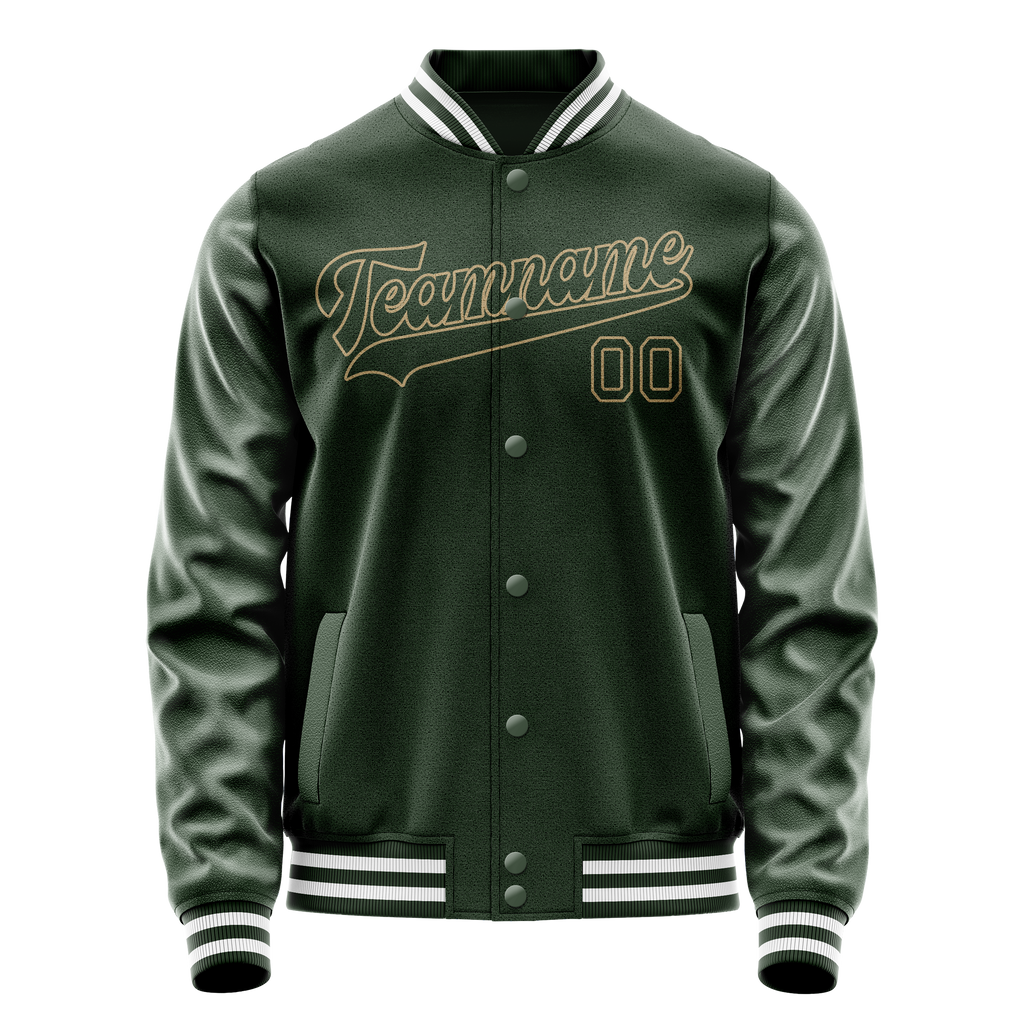 Personalized Green & Cream Solid Color Varsity Letterman Jacket