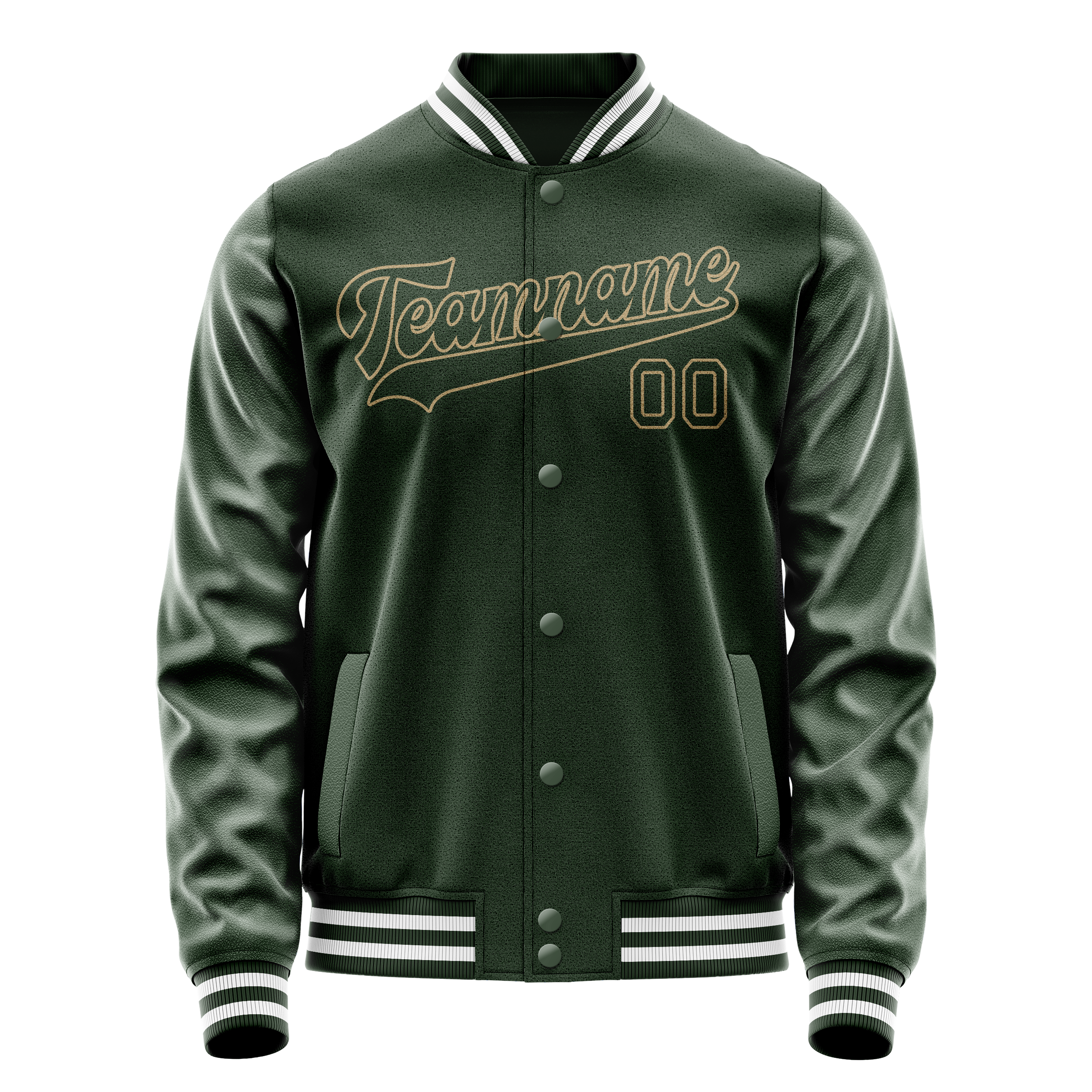Personalized Green & Cream Solid Color Varsity Letterman Jacket
