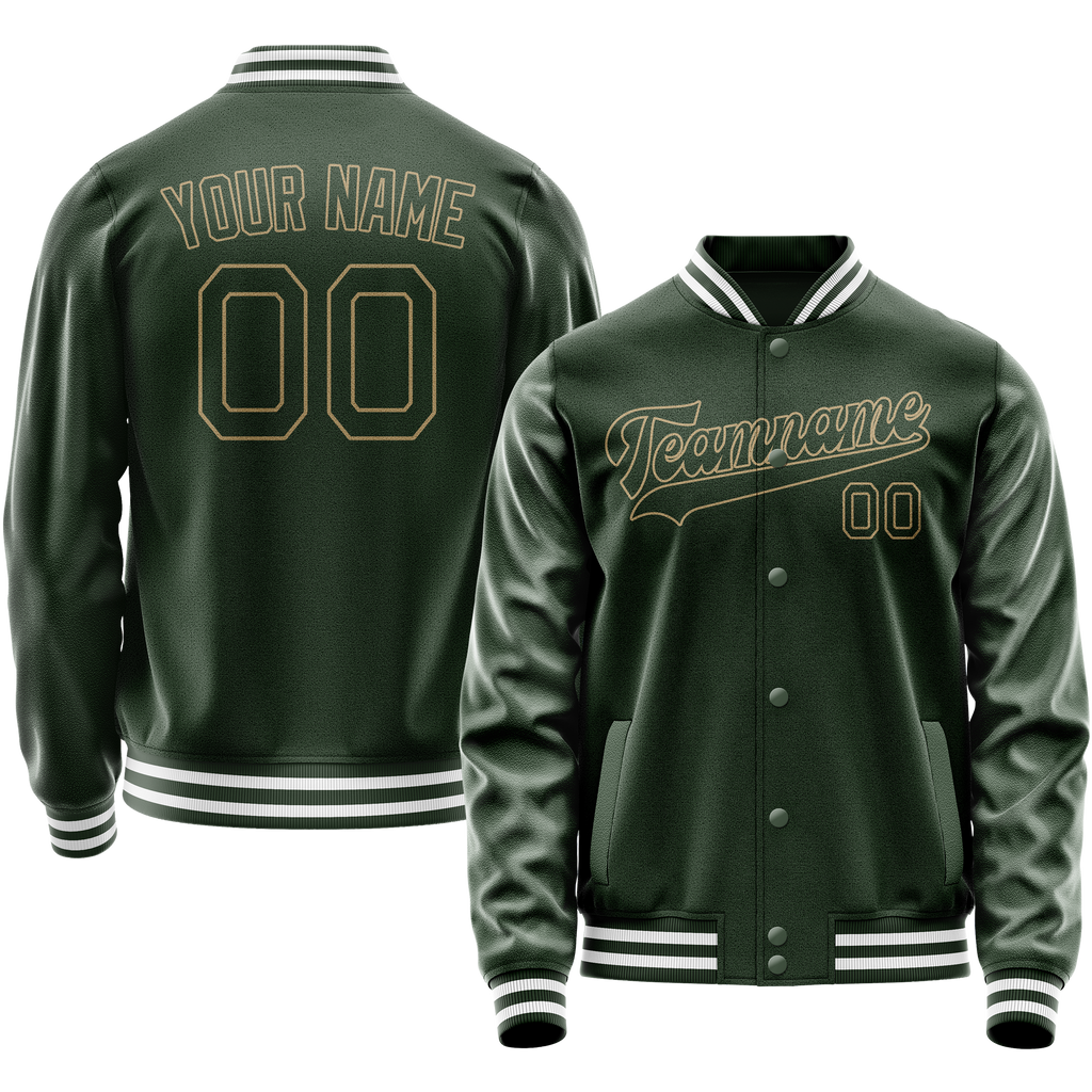 Personalized Green & Cream Solid Color Varsity Letterman Jacket