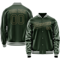 Personalized Green & Cream Solid Color Varsity Letterman Jacket
