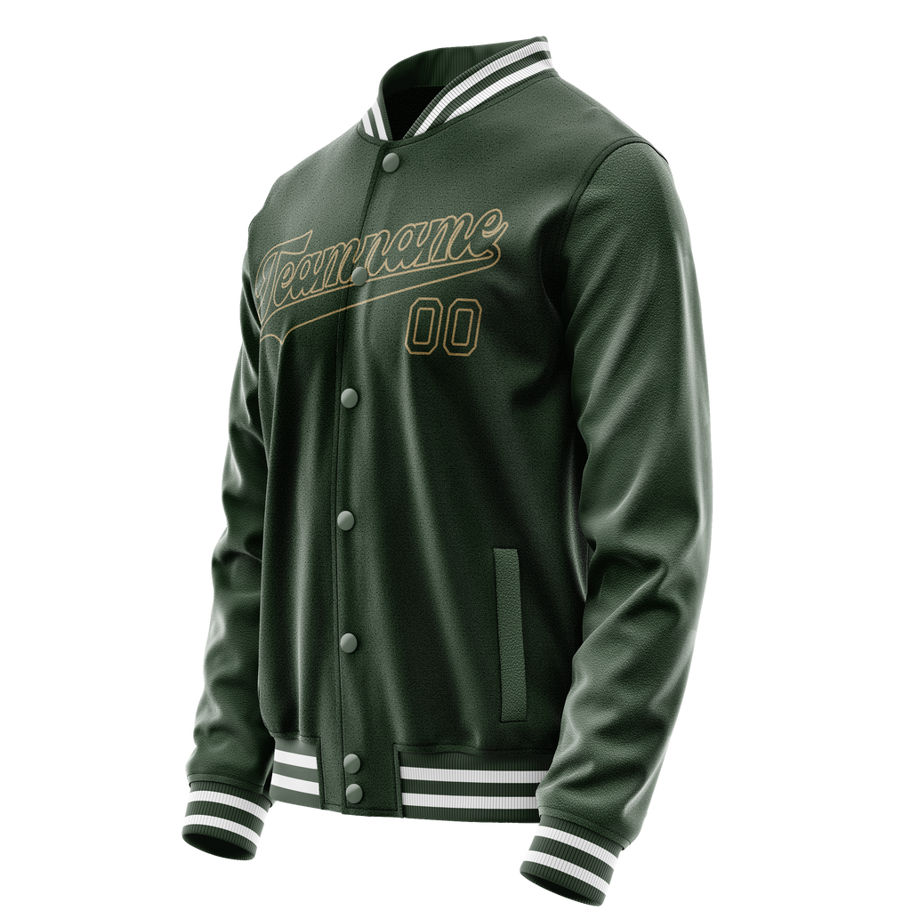 Personalized Green & Cream Solid Color Varsity Letterman Jacket
