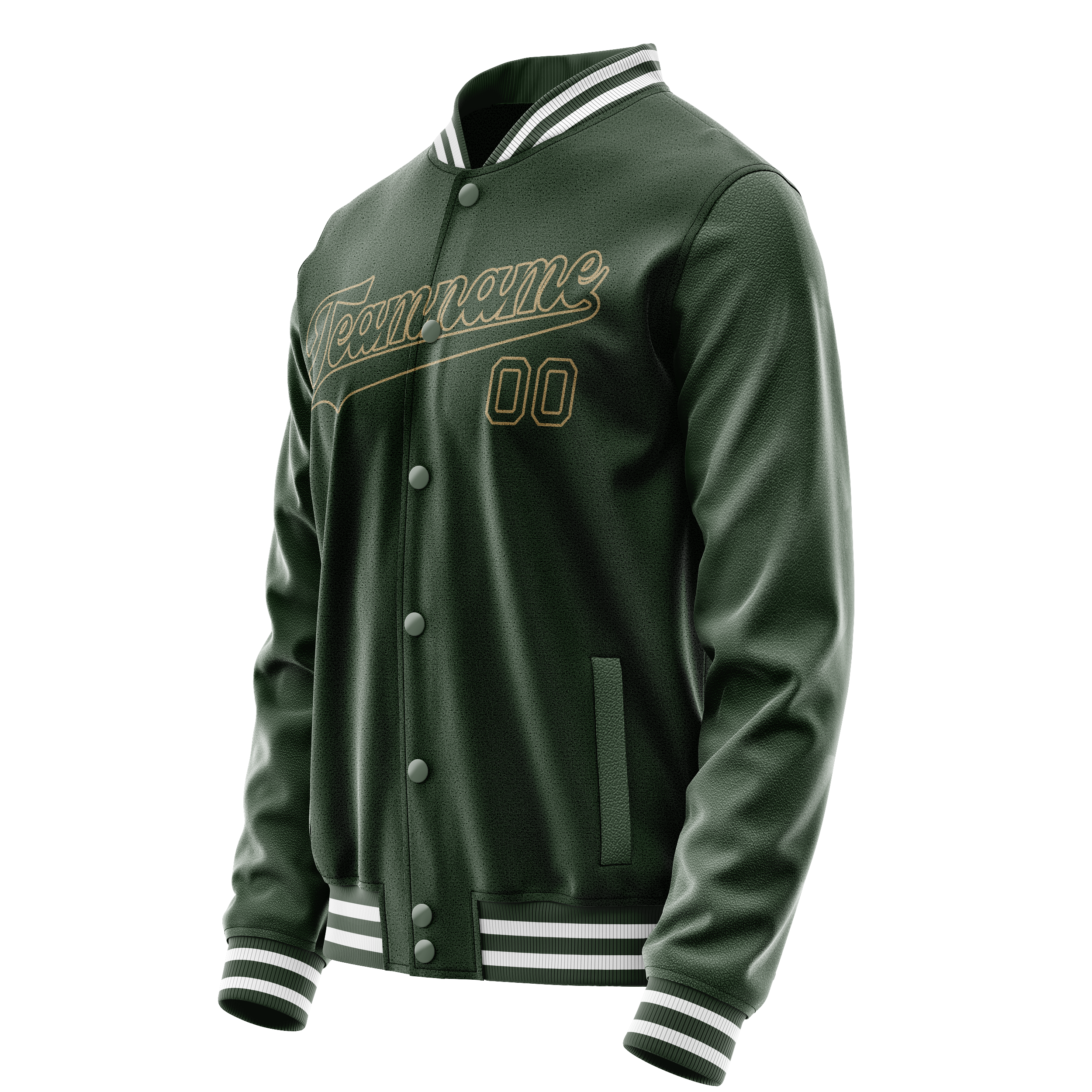 Personalized Green & Cream Solid Color Varsity Letterman Jacket